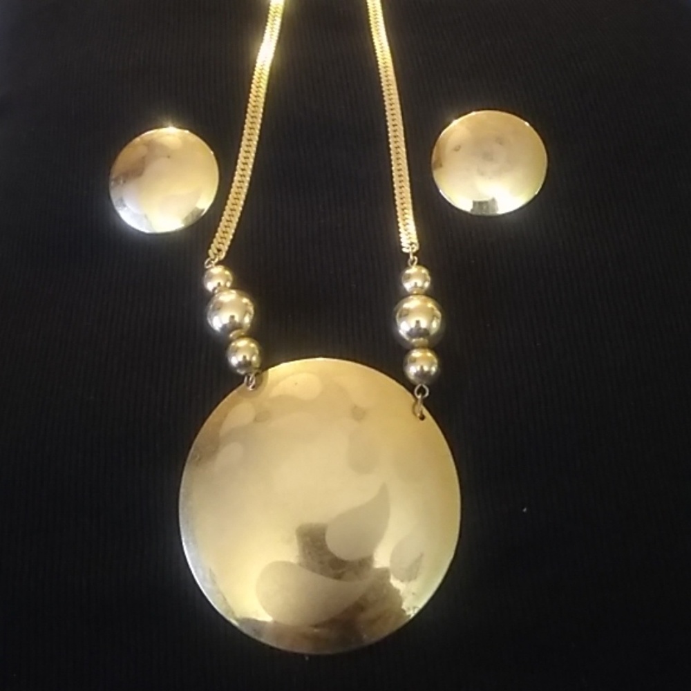 Vintage Gold Plated Necklace and Earring Set